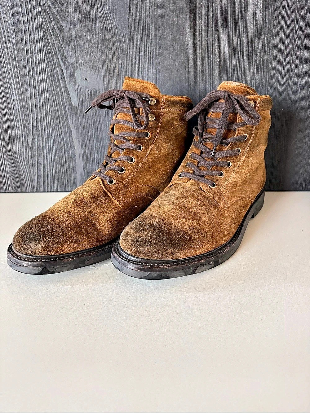 Frye Gordon Men’s Size 12 Tan Brown Suede Lace Up Boots